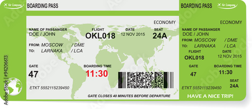 Pattern of airline boarding pass ticket
