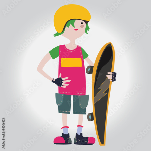 Skater teens vector isolated sketch on white background.