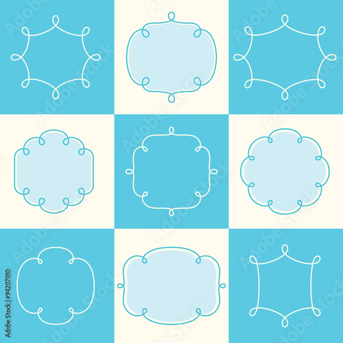 Vector Outline Loopy Frames Set for Labels, Banners, Monograms, Badges