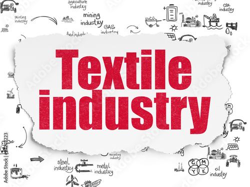 Manufacuring concept: Textile Industry on Torn Paper background