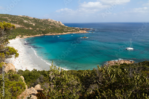View from above of the beach of Roccapine, Corsica