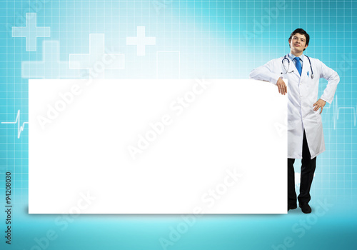 Doctor with banner