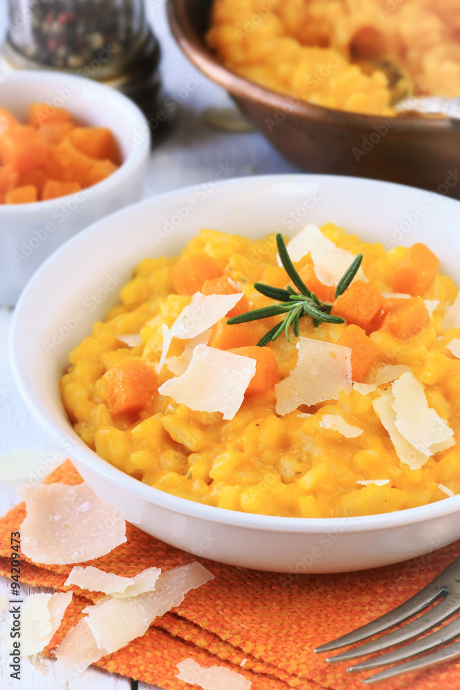 Homemade pumpkin risotto with parmesan Homemade pumpkin risotto with parmesan