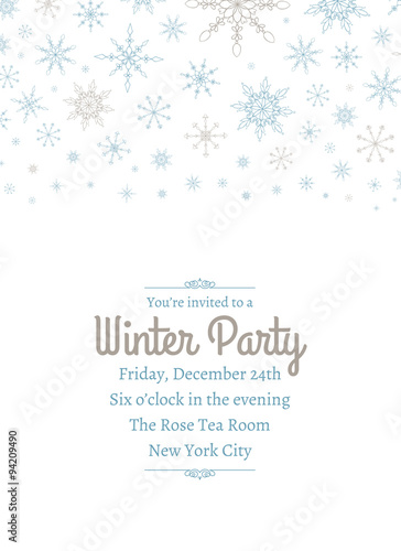 Snowflake Party Invitation One © Kelly-Anne Leyman