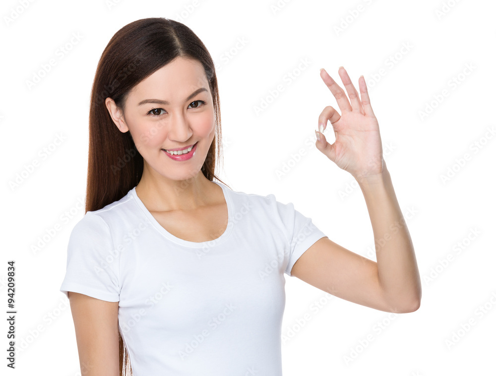 Asian Young Woman with ok sign gesture Asian Young Woman with ok sign gesture
