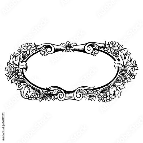Vector vintage border frame engraving with retro ornament patter