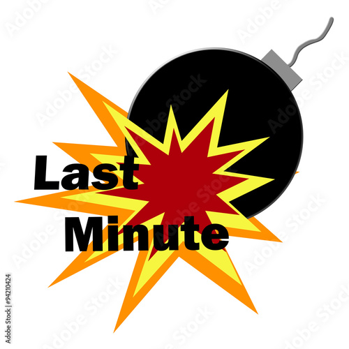 last minute button on white background
