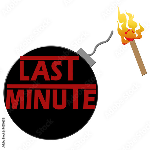 last minute button on white background