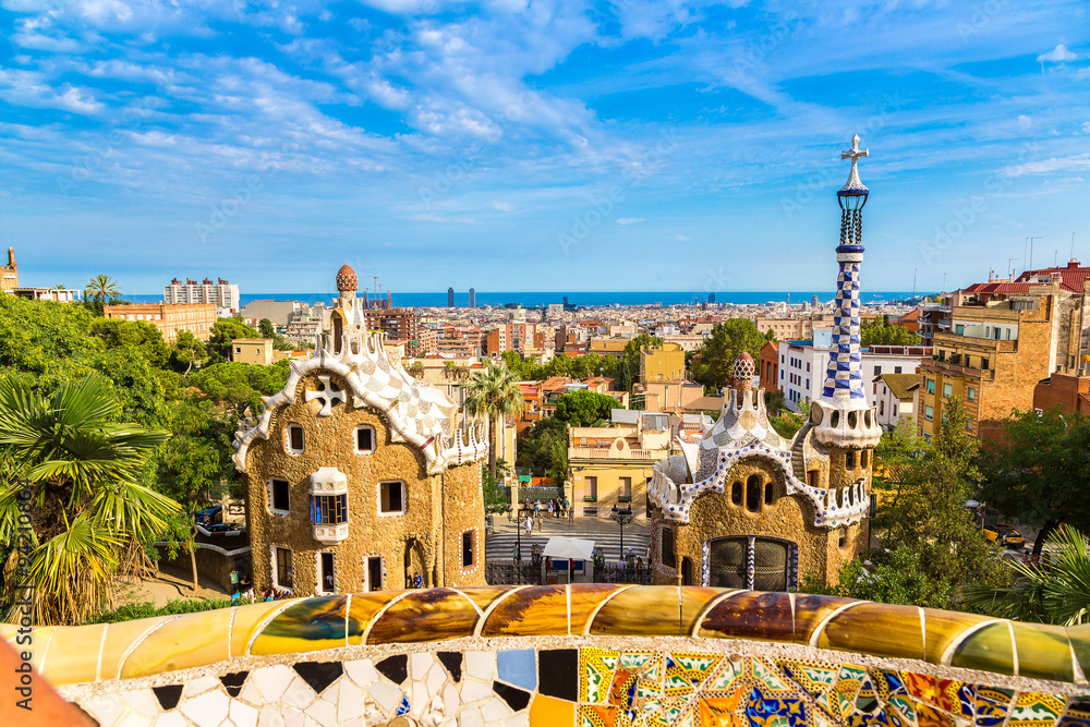 Naklejka premium Park Guell in Barcelona, Spain
