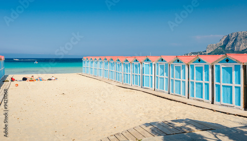 Changing cabins on Mondello beach, Sicily.  photo