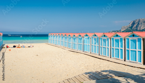 Changing cabins on Mondello beach, Sicily. 