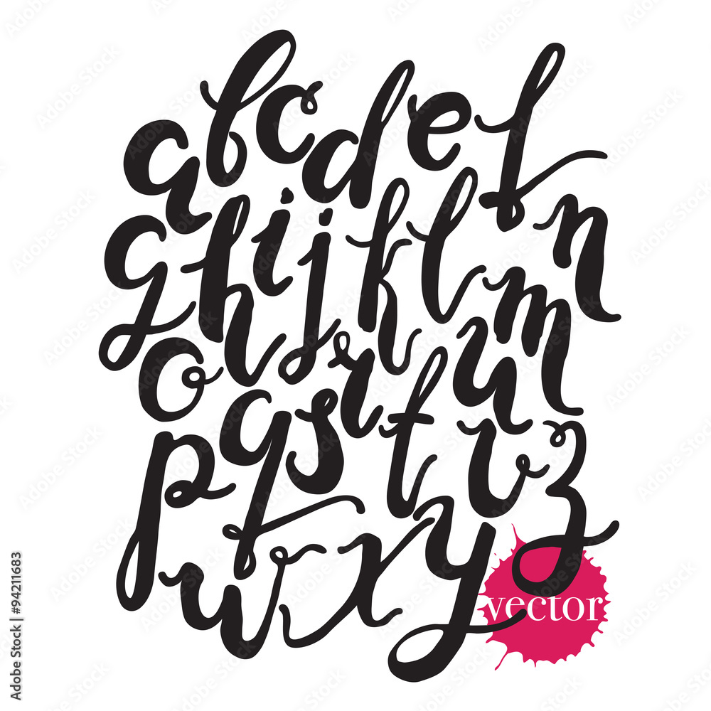 Hand drawn alphabet.Black vector letters isolated on white backg Hand drawn alphabet.Black vector letters isolated on white backg
