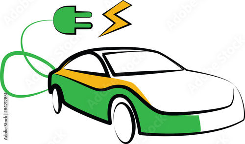 modern electric car silhouette. electric car vector illustration