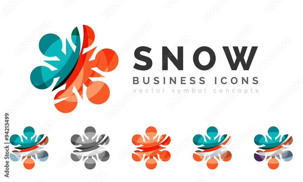 Set of abstract colorful snowflake logo icons, winter concepts Set of abstract colorful snowflake logo icons, winter concepts