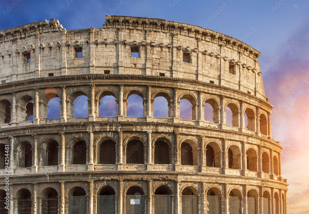 Colosseum (Colosseo) in Rome, Italy during sunset