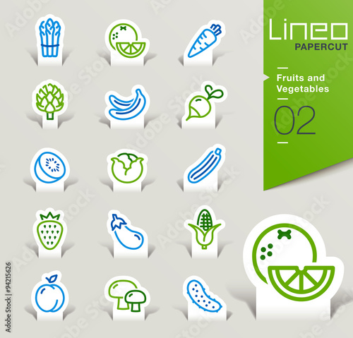 Lineo Papercut - Fruits and Vegetables outline icons