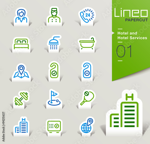 Lineo Papercut - Hotel and Hotel Services outline icons
