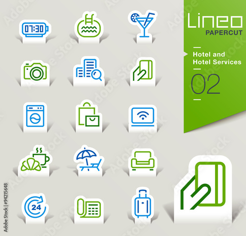 Lineo Papercut - Hotel and Hotel Services outline icons