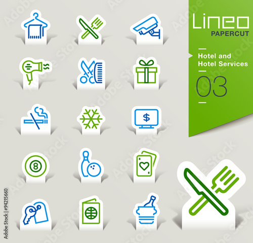 Lineo Papercut - Hotel and Hotel Services outline icons
