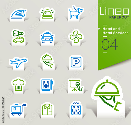 Lineo Papercut - Hotel and Hotel Services outline icons