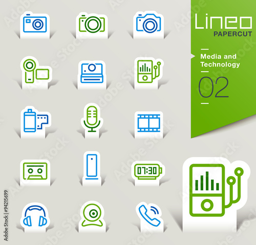 Lineo Papercut - Media and Technology outline icons