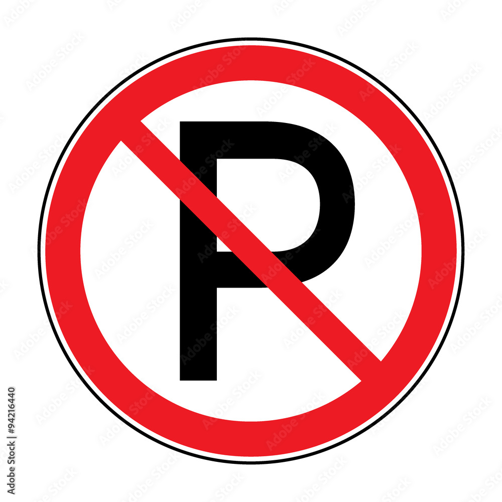 No parking sign. Road icon with letter P in a red crossed circle isolated on a white background. Warning traffic sign. Stock vector illustration. You can change color and size No parking sign. Road icon with letter P in a red crossed circle isolated on a white background. Warning traffic sign. Stock vector illustration. You can change color and size
