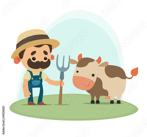 Farmer with cow