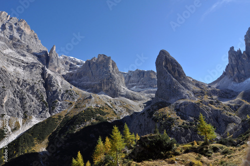 Dolomites / The Dolomites are a mountain range located in northeastern Italy. They form a part of the Southern Limestone Alps and extend from the River Adige to the Piave Valley.