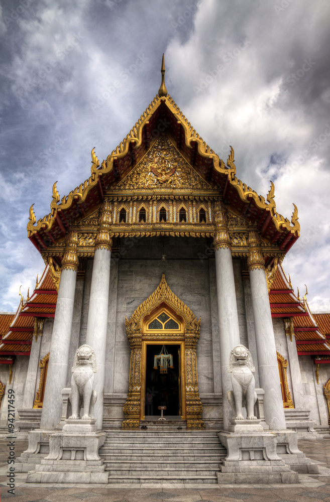 Entrance door to a temple in thailand