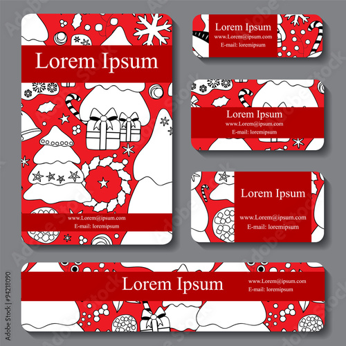 stock vector set of business card. decorative ornament. christma