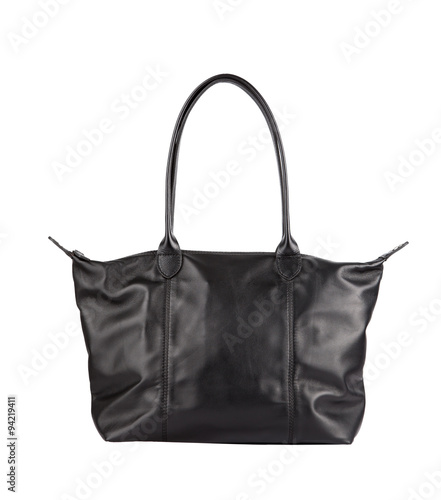 luxury black leather holding female fashion hand bag isolated ba