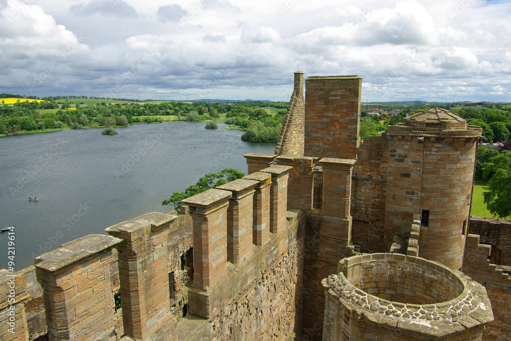LINLITHGOW , SCOTLAND - June, 2013: Top view from the wall of Li