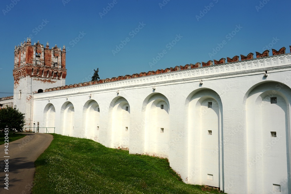 Fototapeta premium Novodevichy Bogoroditse-Smolensky monastery - Orthodox convent in Moscow on Devichie field in the bend of the Moskva river, at the end of the historical Prechistenka.