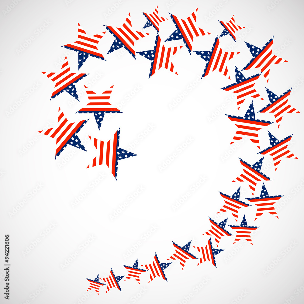 USA flag in star shapes. Vector illustration. Eps 10