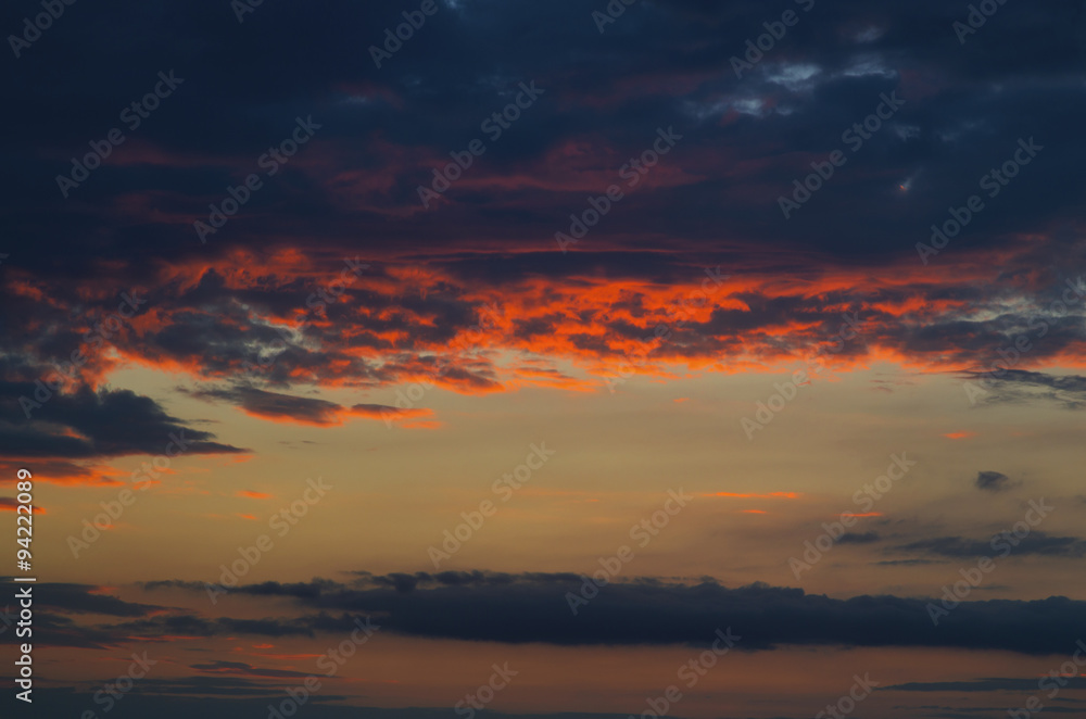 Fototapeta premium Colorful sunset with dramatic sky clouds