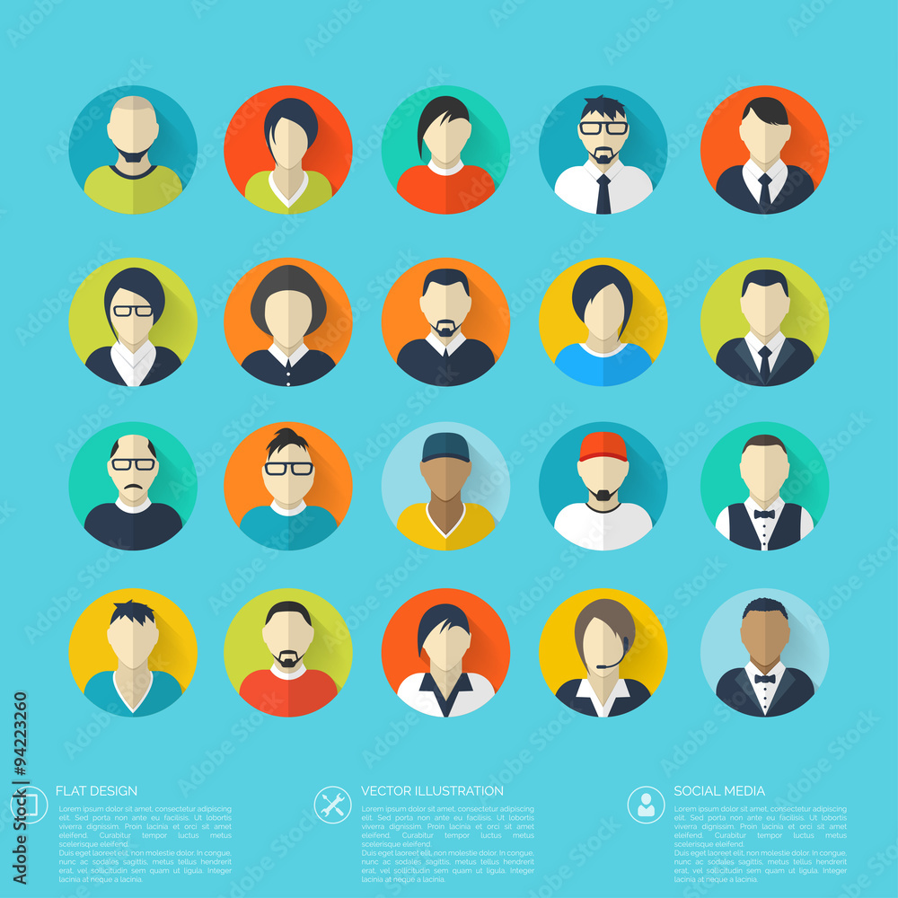 Flat avatar icons. Business concept, global communication. Web Flat avatar icons. Business concept, global communication. Web