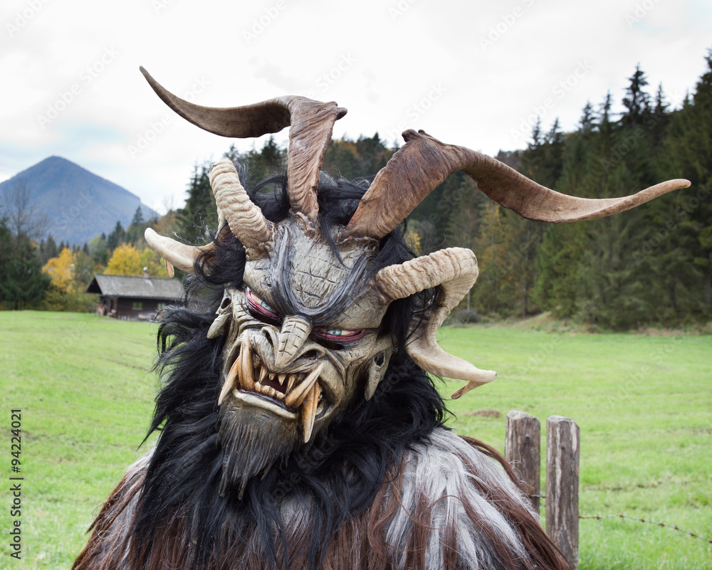 Alpine traditional Krampus mask Stock Photo | Adobe Stock