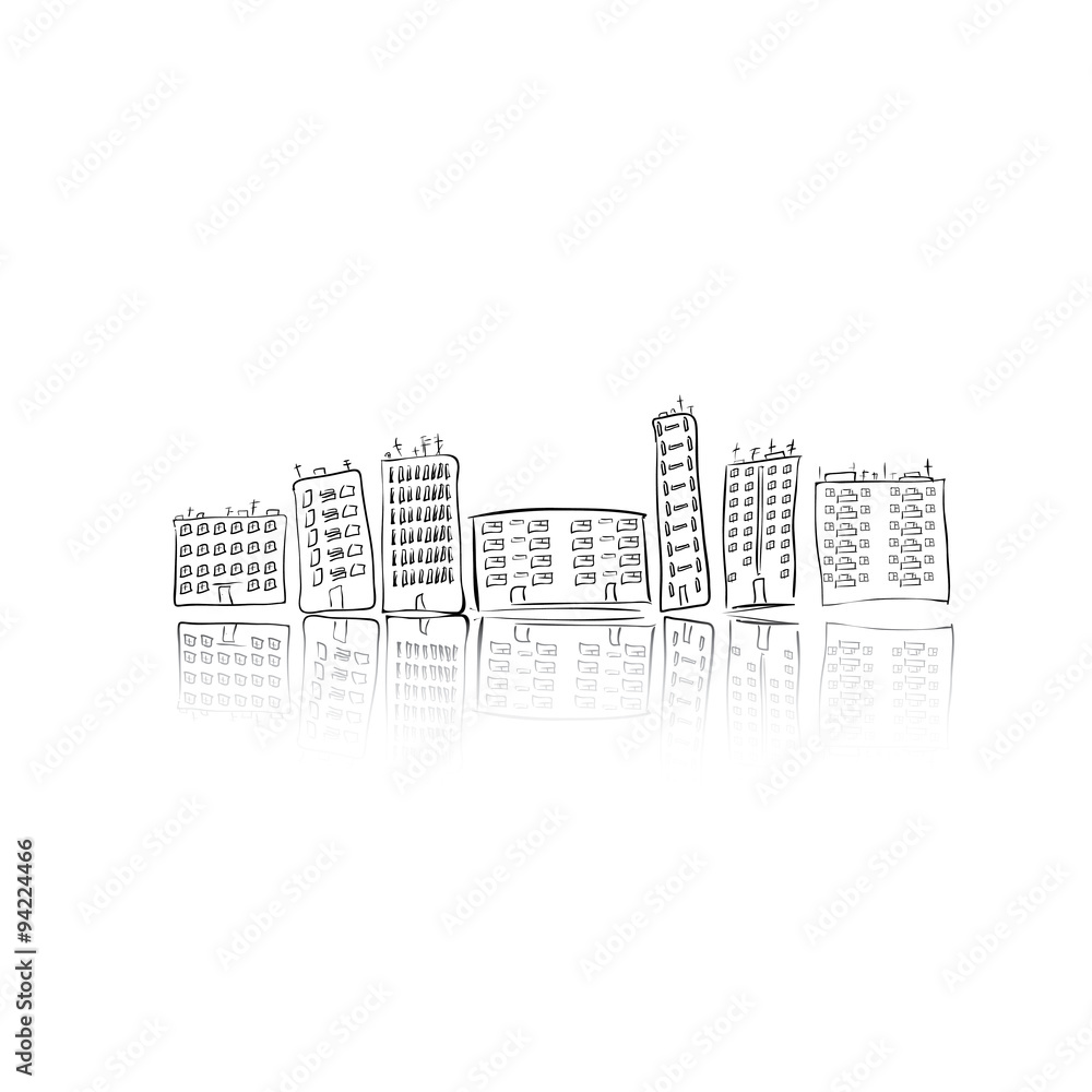 Hand drawn city of houses