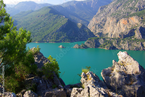 MANAVGAT, TURKEY - June 15, 2014: Panorama Oymapinar dam reservo photo