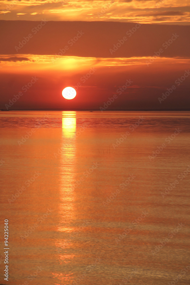 sunset on the shore of the Gulf of Finland, Leningrad, Russia