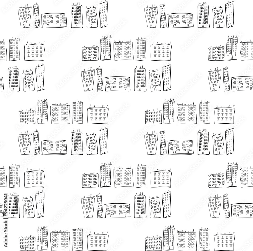 Hand drawn city of houses