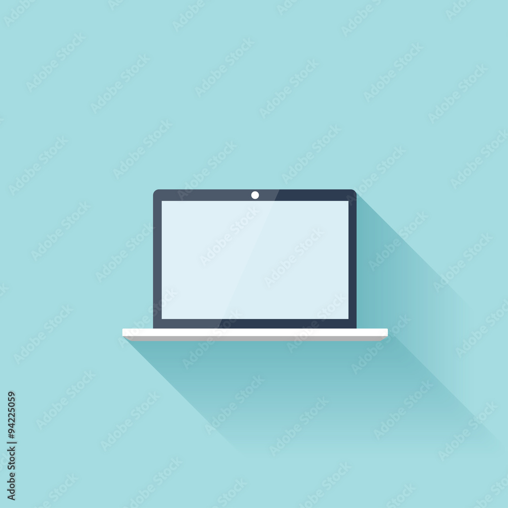 Laptop flat icon woth shadow Laptop flat icon woth shadow
