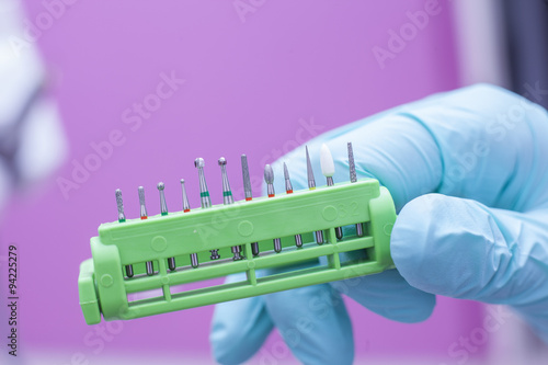 Fotografie Set of dental carbide bur tools