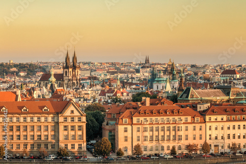 Aerial view of cityscape of Prague, Czech Republic