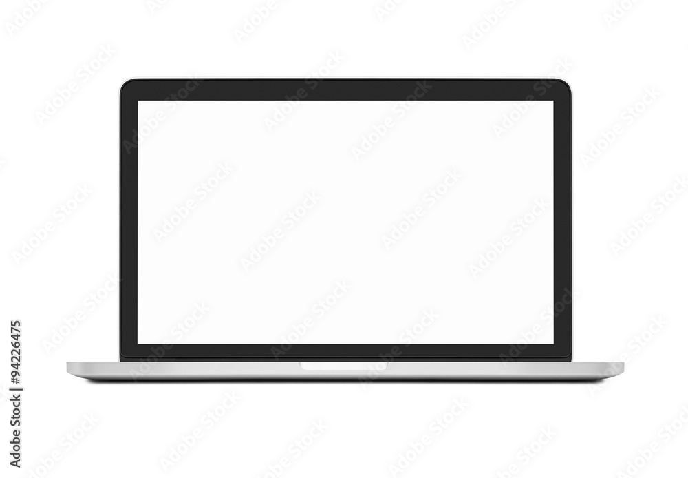 Laptop with blank screen on white Laptop with blank screen on white