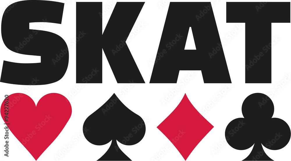 Naklejka premium Skat with playing cards suits