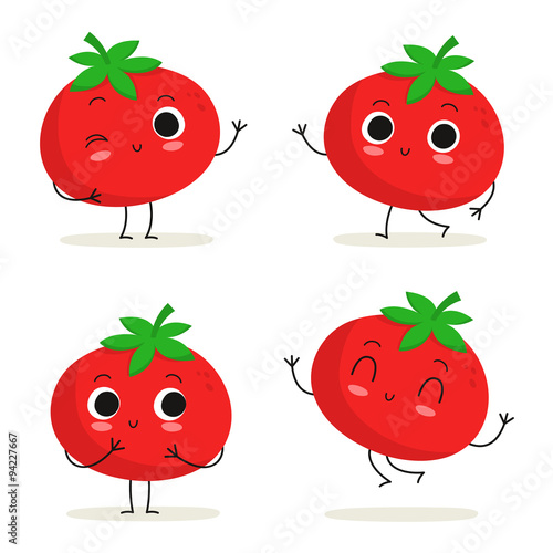 Tomato. Cute vegetable character set isolated on white