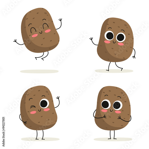 Canvas Print Potato. Cute vegetable character set isolated on white