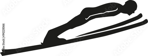 Ski jumping silhouette