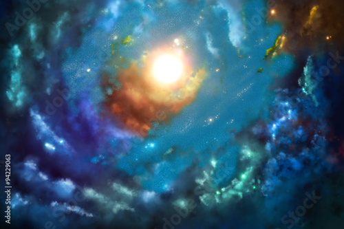 Background with clouds and space